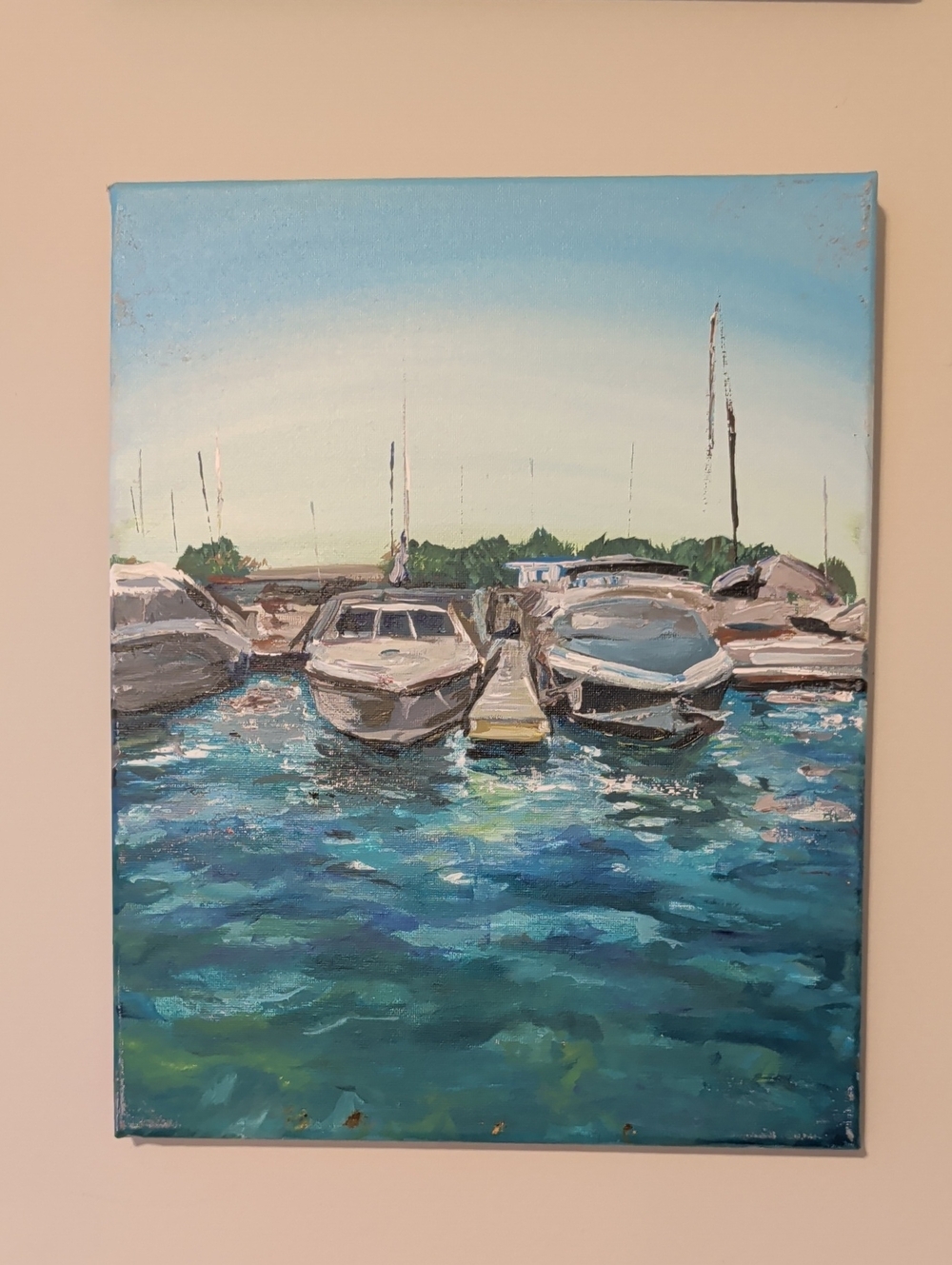 Marina Boats Seascape Canvas Wall Art